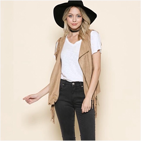 Boho Festival FringeSuede Tan Vest SML - Picture 6 of 7